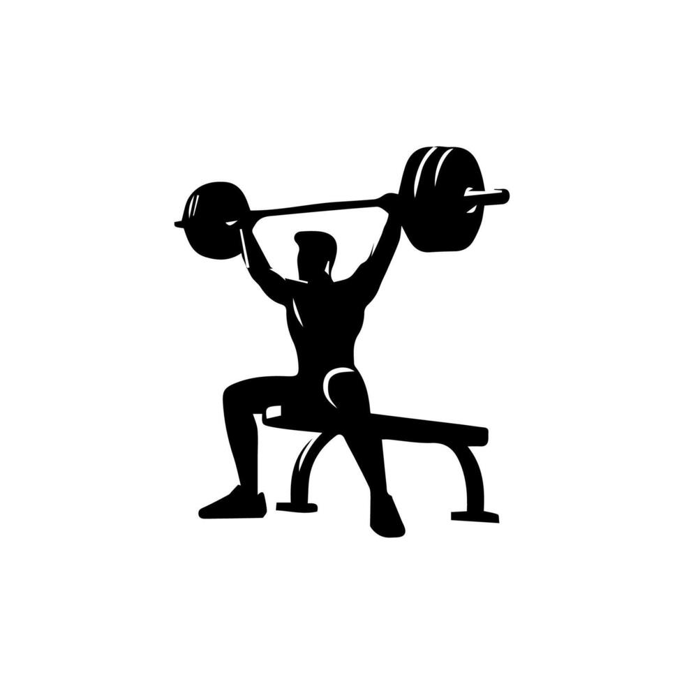 Strong man showing muscles silhouette. Muscular bodybuilder full length body vector