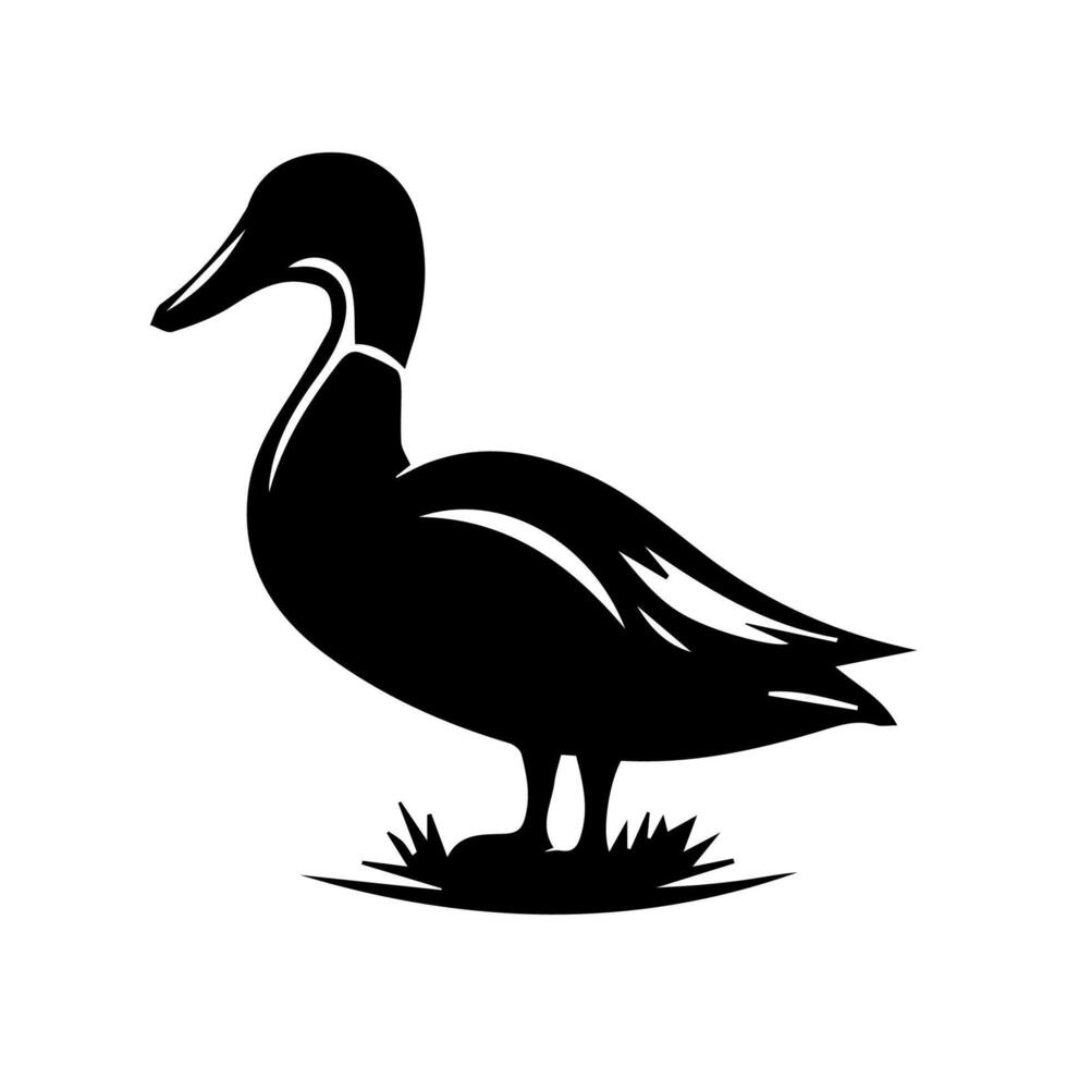 Silhouette of wild and domestic duck vector