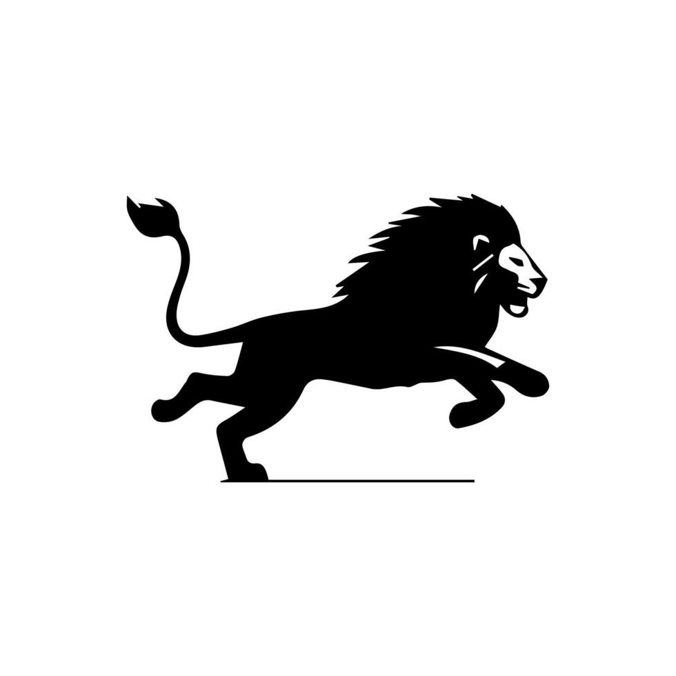 the lion logo runs black and white vector