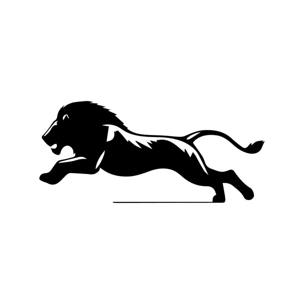 the lion logo runs black and white vector