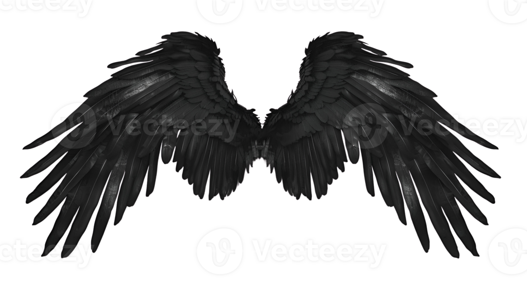 Realistic Style Black Angel Wings No Background Perfect for Print on Demand T-Shirt Design Applicable to Any Context png