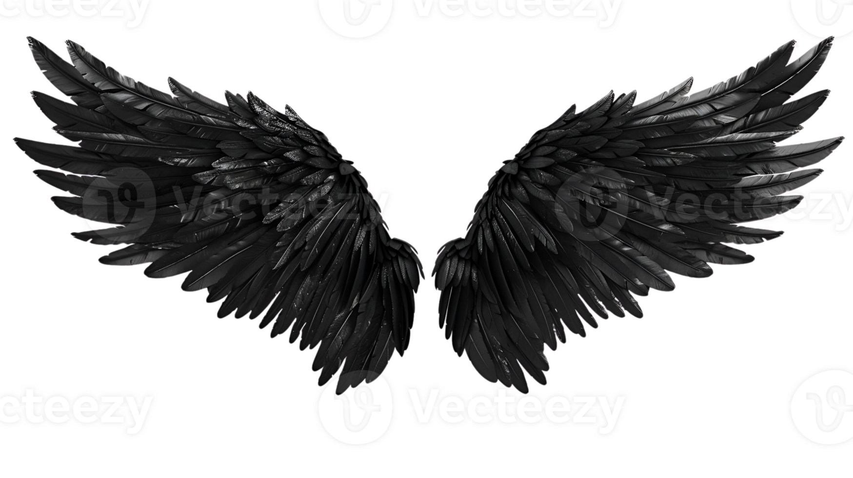 Realistic Style Black Angel Wings No Background Perfect for Print on Demand T-Shirt Design Applicable to Any Context png