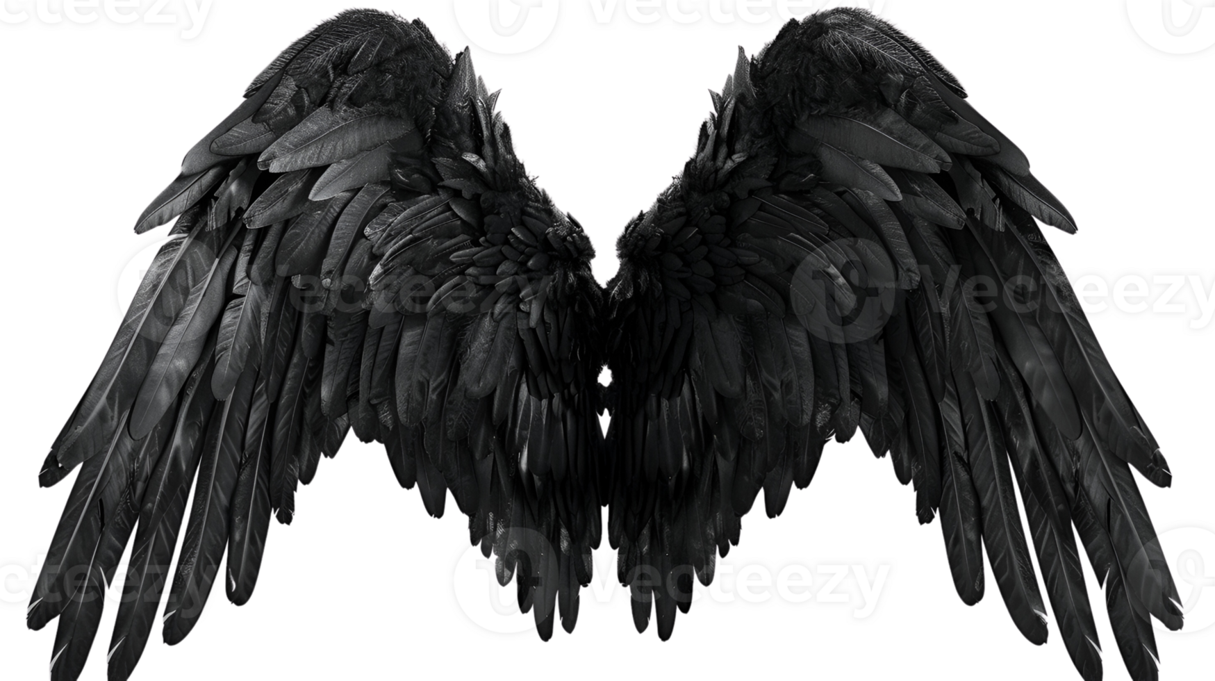 Realistic Style Black Angel Wings No Background Perfect for Print on Demand T-Shirt Design Applicable to Any Context png