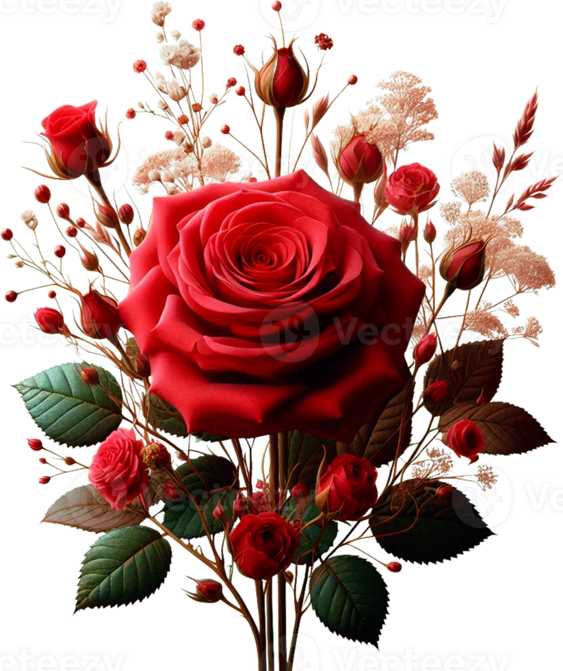 A bunch of red roses on a transparent background png