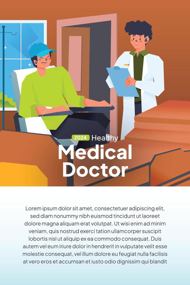 Modern Hospital flat design illustration for event poster design idea vector