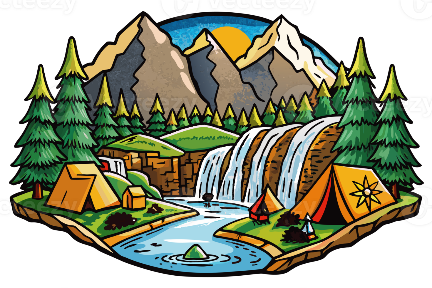 Logo camping in the mountain png