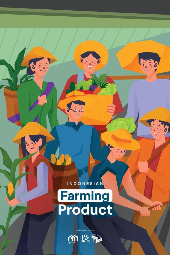 Social media post with farmer activity flat design illustration vector