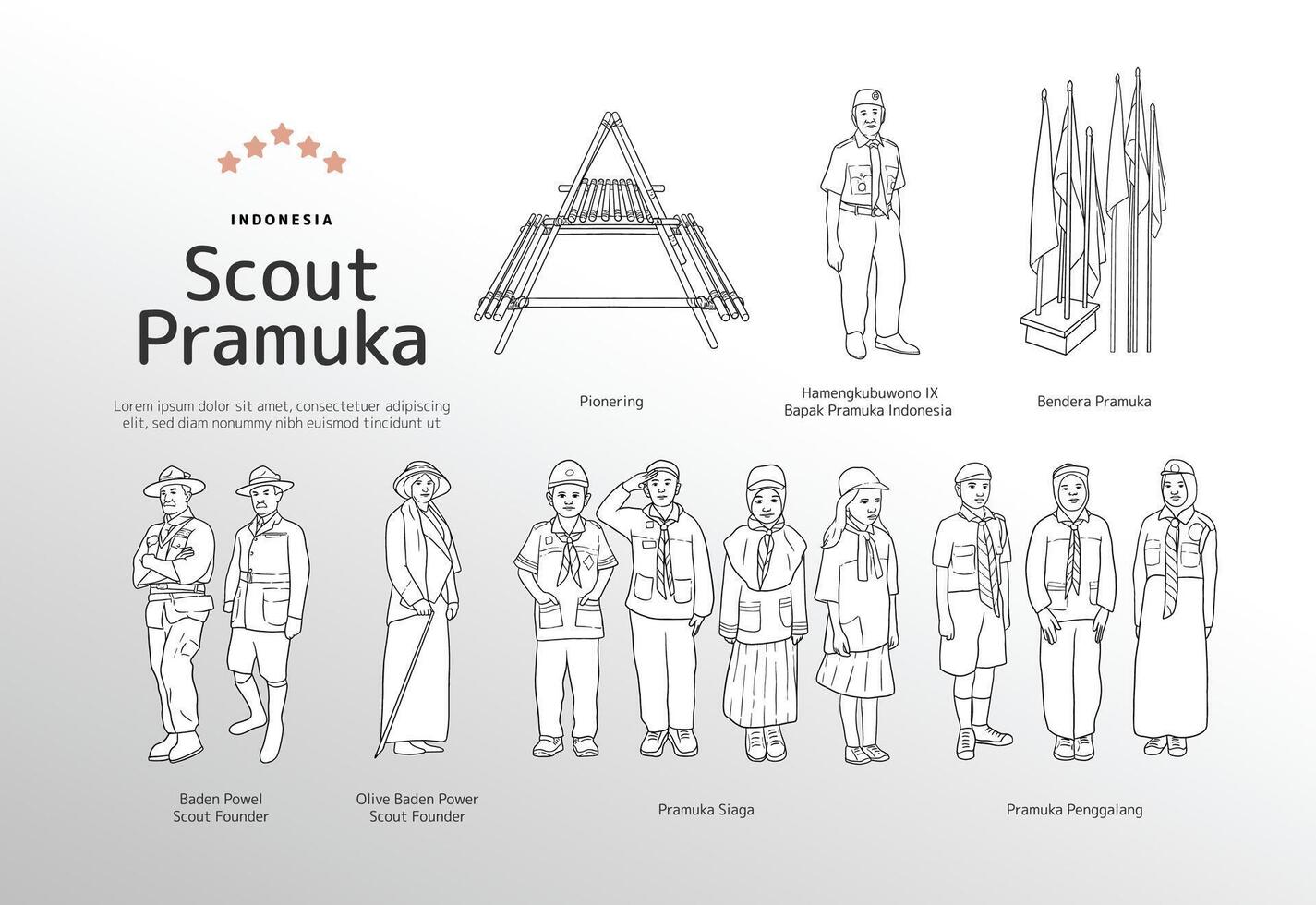 Isolated Indonesian pramuka scout element illustration vector