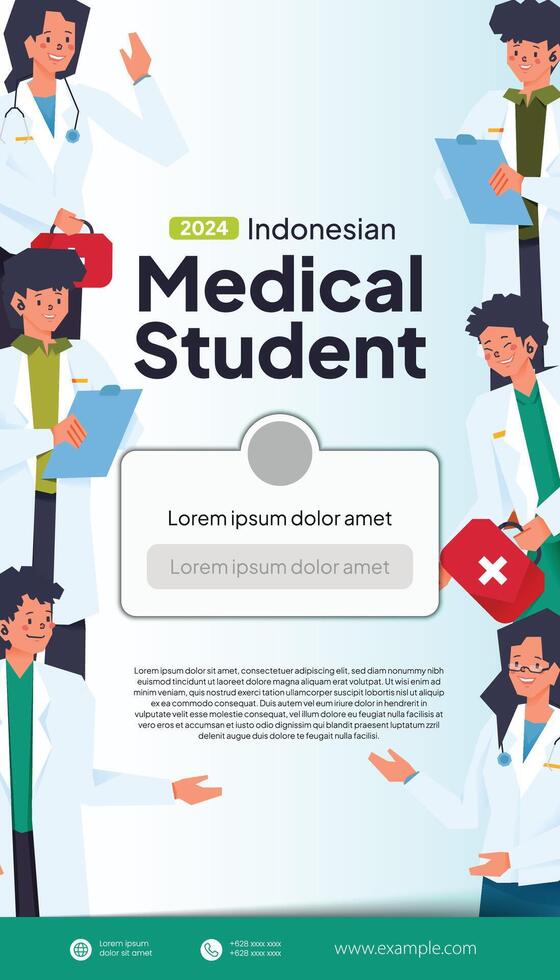 Social media post with indonesian medical student flat design illustration vector