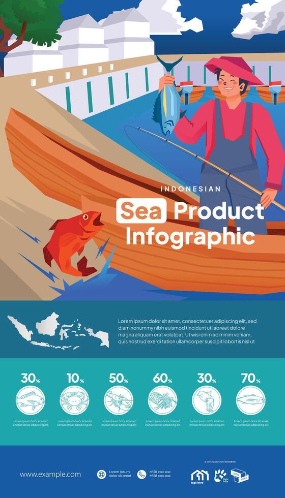 Sea product infographic poster flat design illustration vector