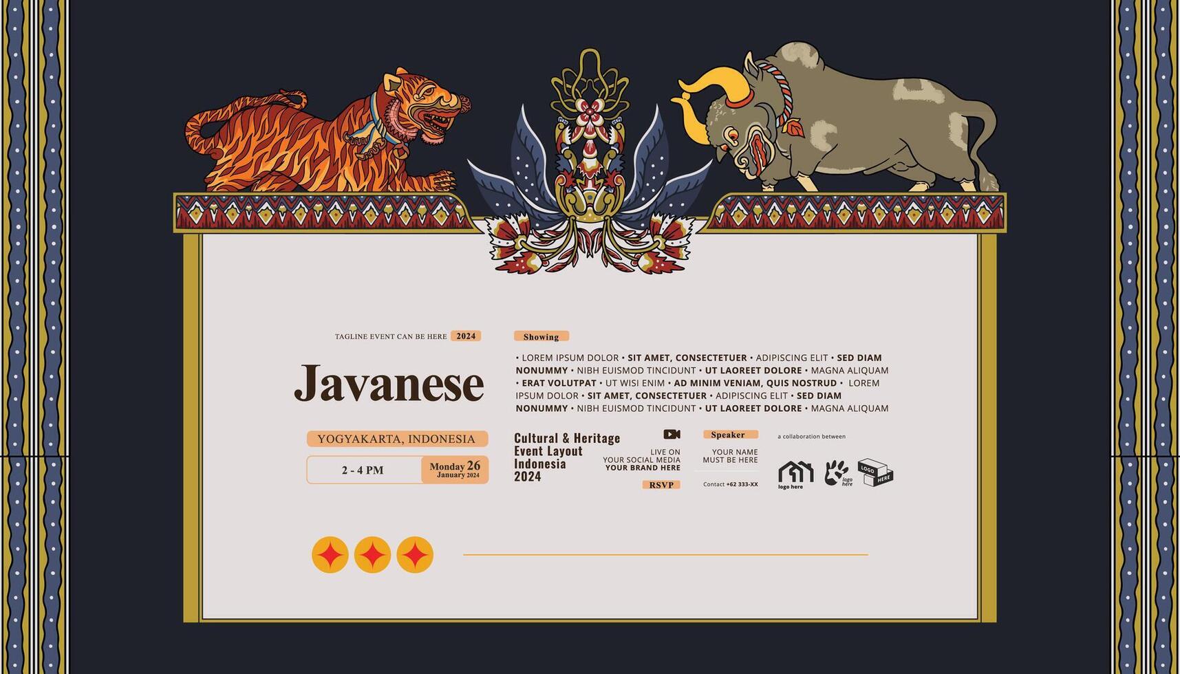 Javanese Ethnic illustration for social media or event poster vector