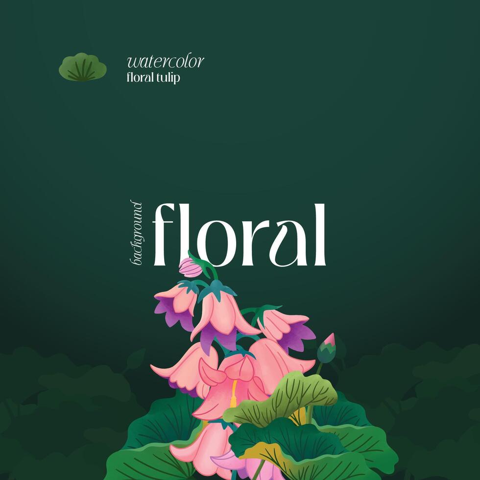 Plants and Flowers cell shaded hand drawn illustration layout template vector