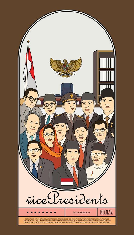 Indonesian Vice President handdrawn illustration vector