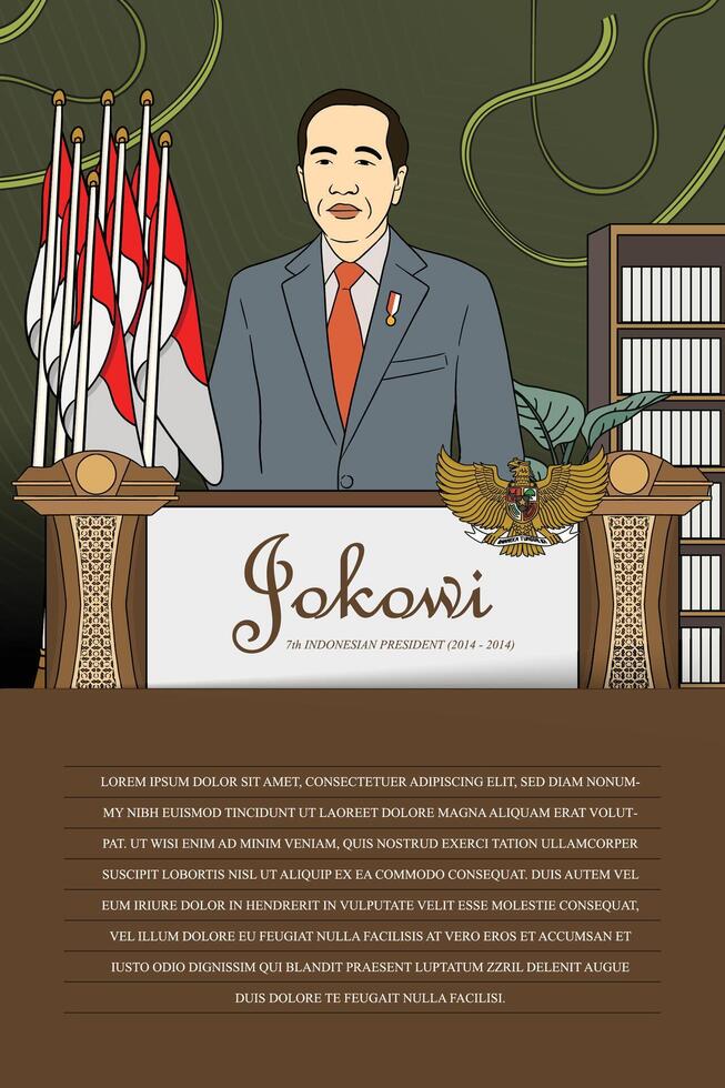 Indonesian President handdrawn illustration vector