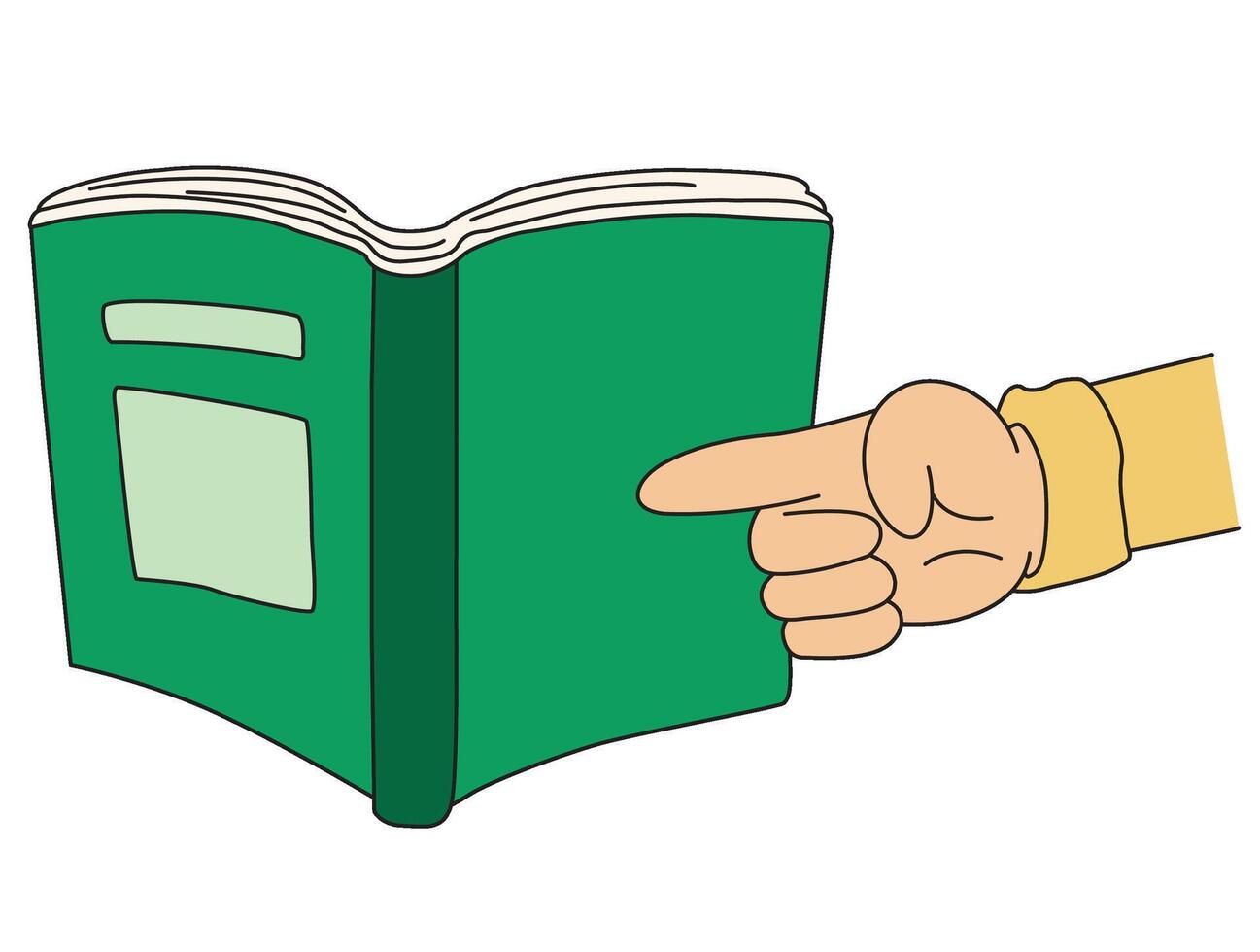 A hand pointing towards book vector