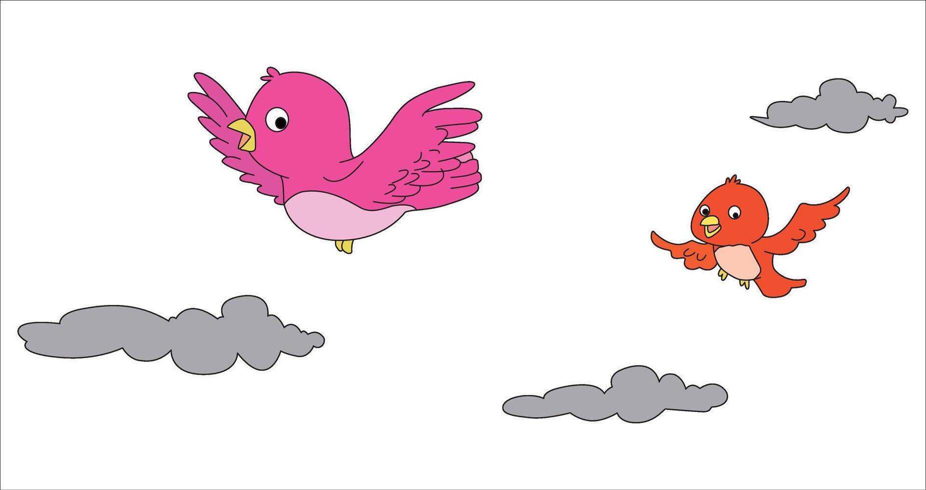 Birds flying in the sky over the clouds vector
