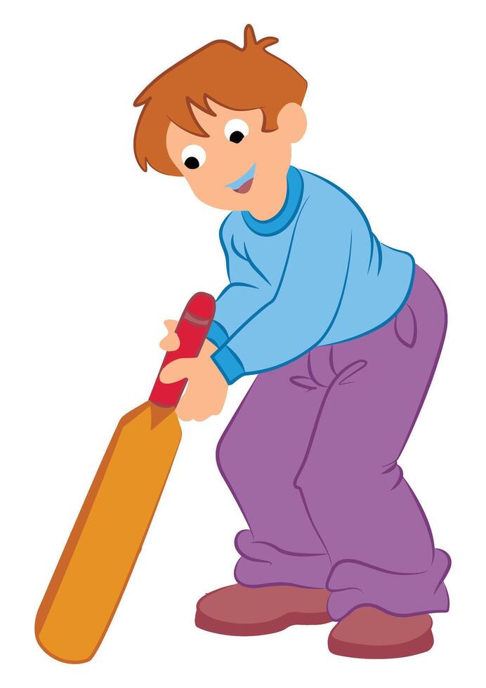 Boy playing cricket isolated on white background vector