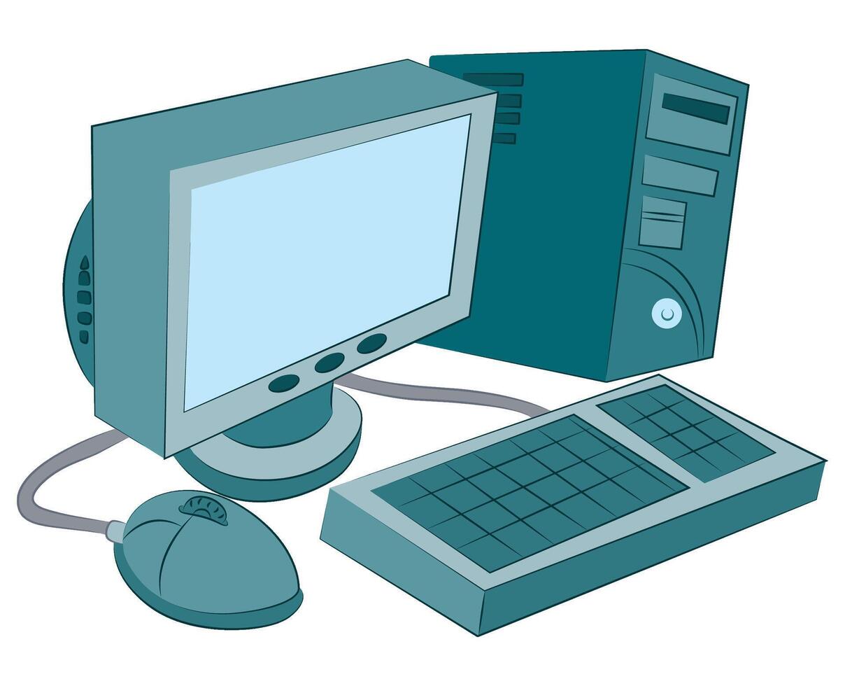 Old style computer desktop illustration vector