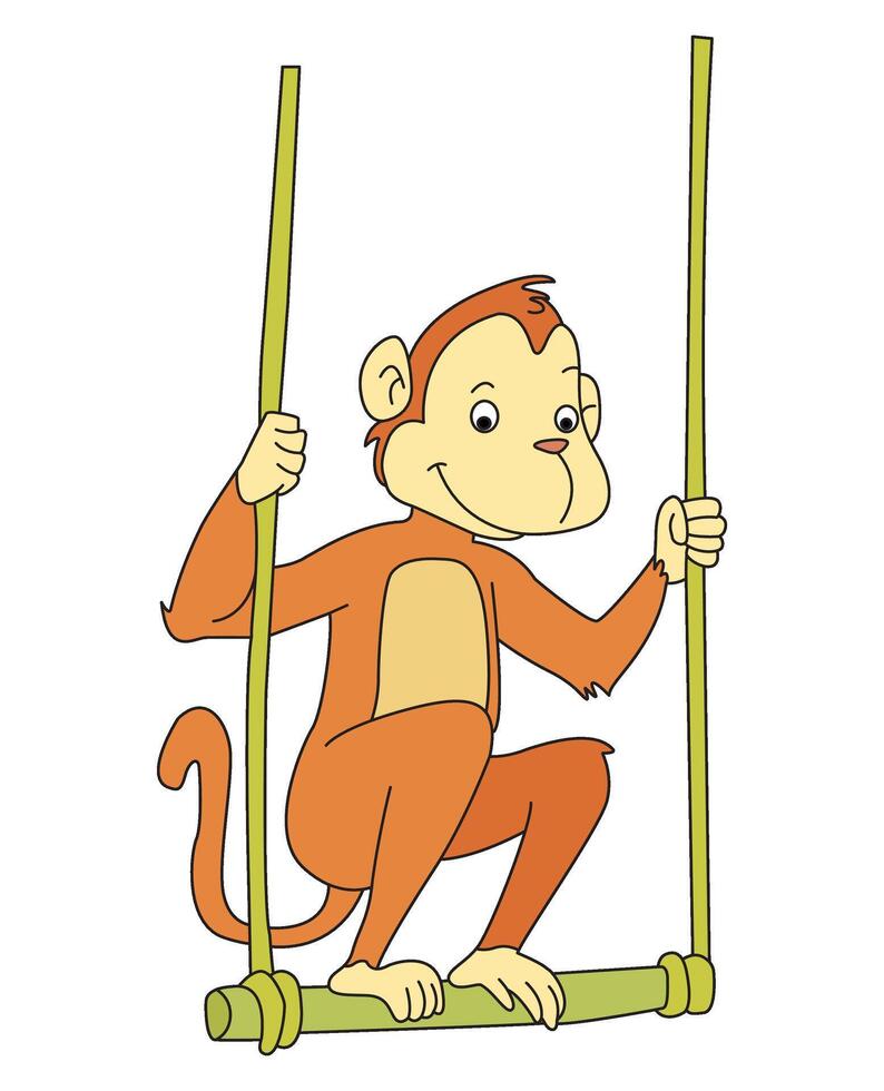 A cute monkey swinging on swing vector