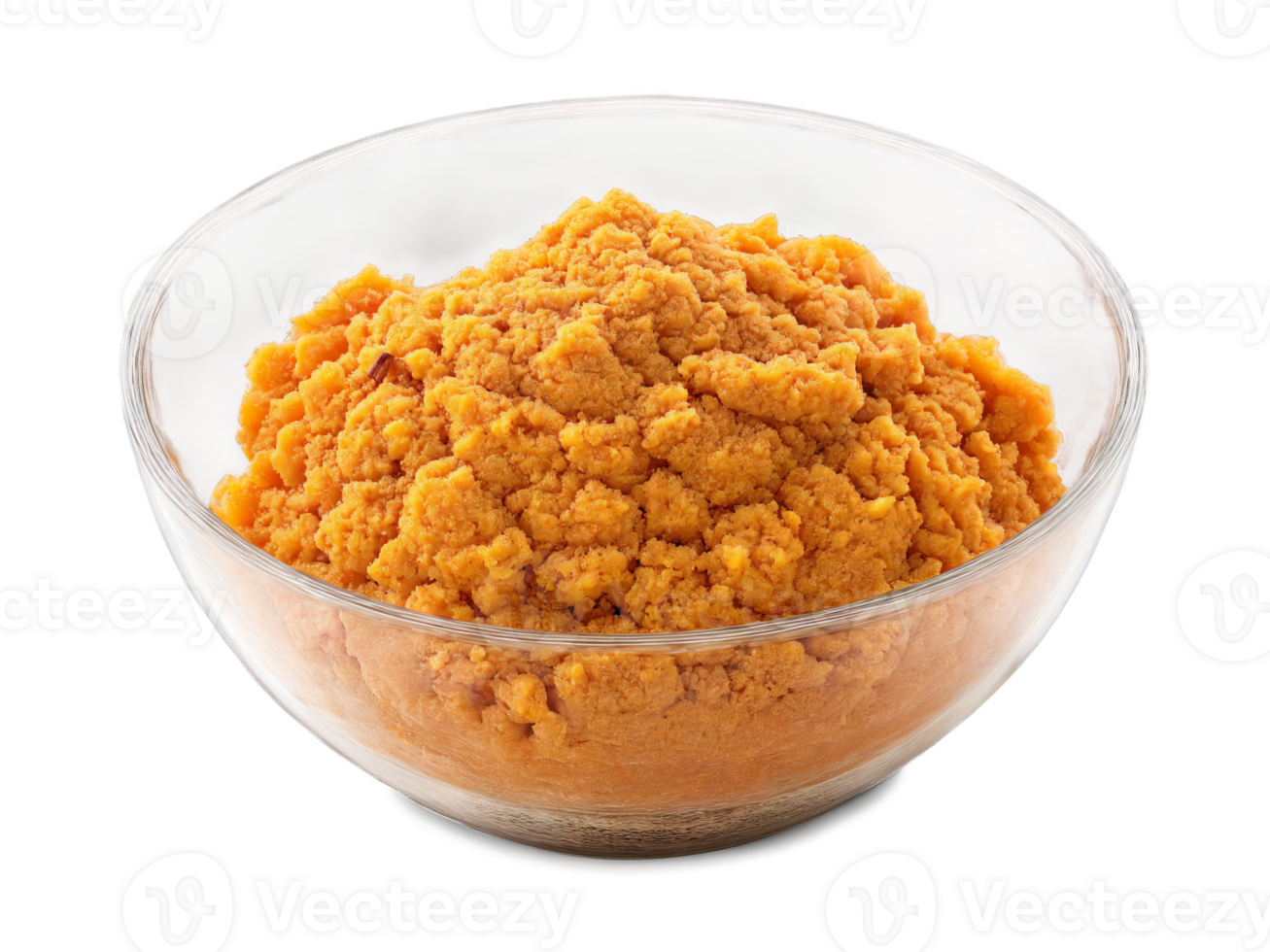 Yams mashed with cinnamon and brown sugar served in a transparent glass bowl sweet png