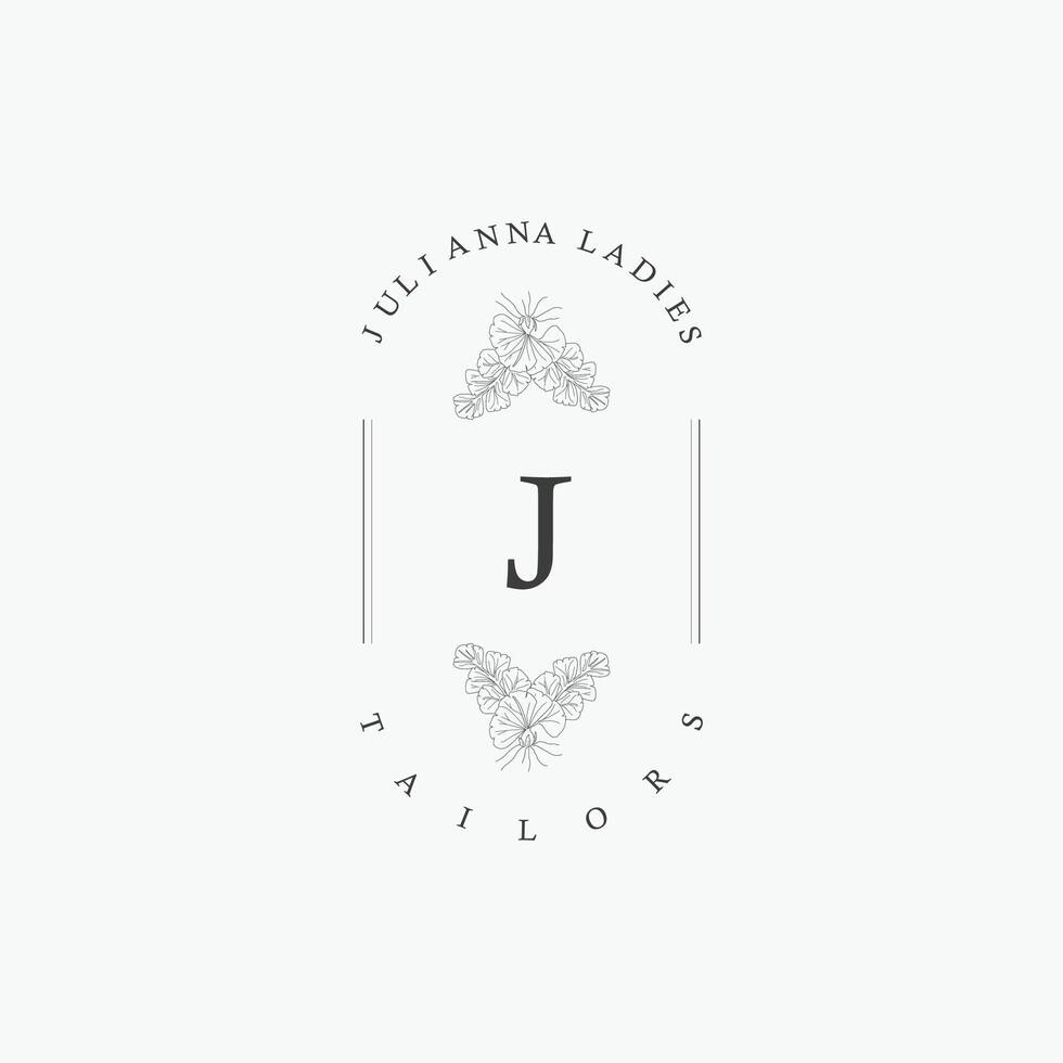 J letter logo with a creative floral concept for company business beauty real estate premium vector