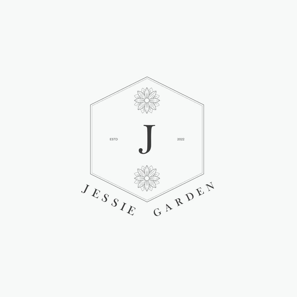 J letter logo with a creative floral concept for company business beauty real estate premium vector