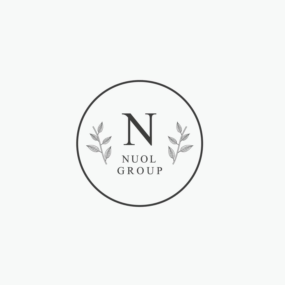 N letter logo with a creative floral concept for company business beauty real estate premium vector