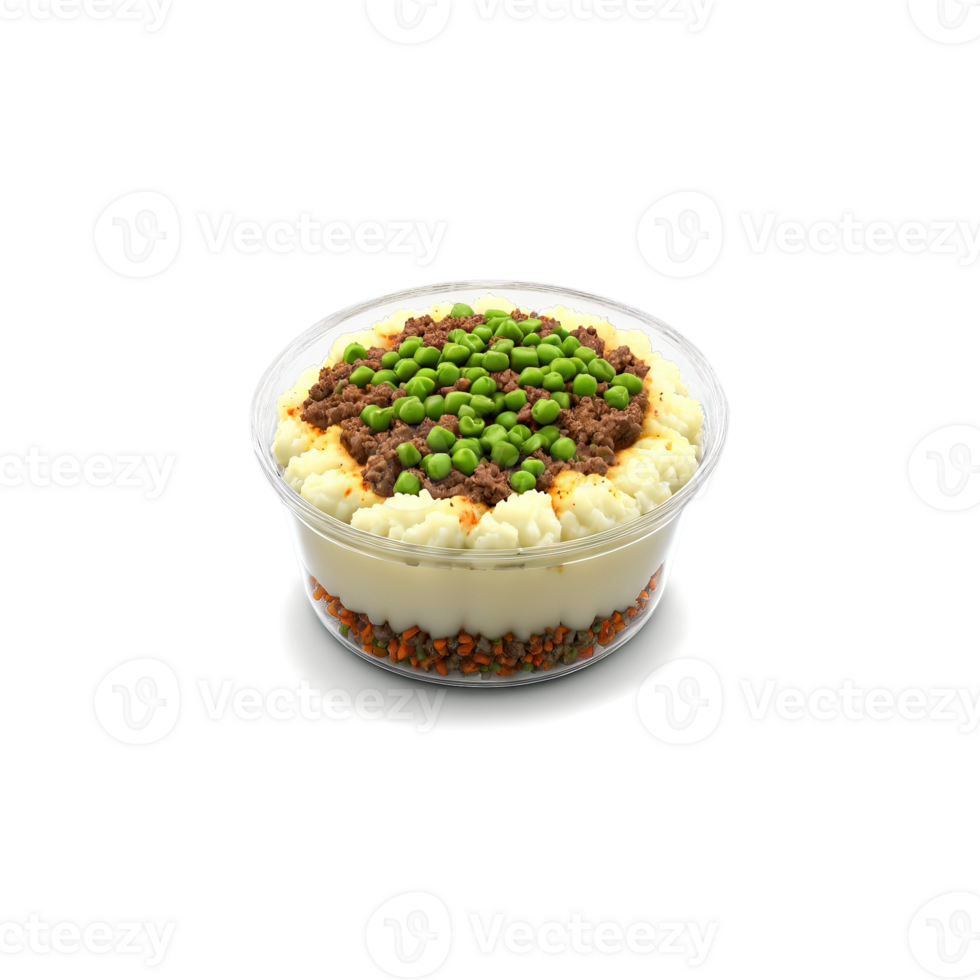 Comforting shepherd s pie bowl with savory ground lamb mashed potatoes and green peas served png