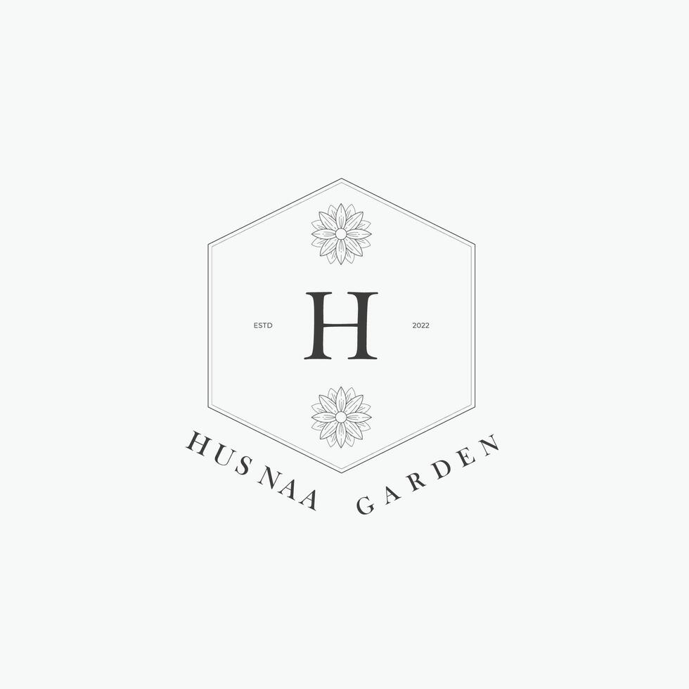 H letter logo with a creative floral concept for company business beauty real estate premium vector