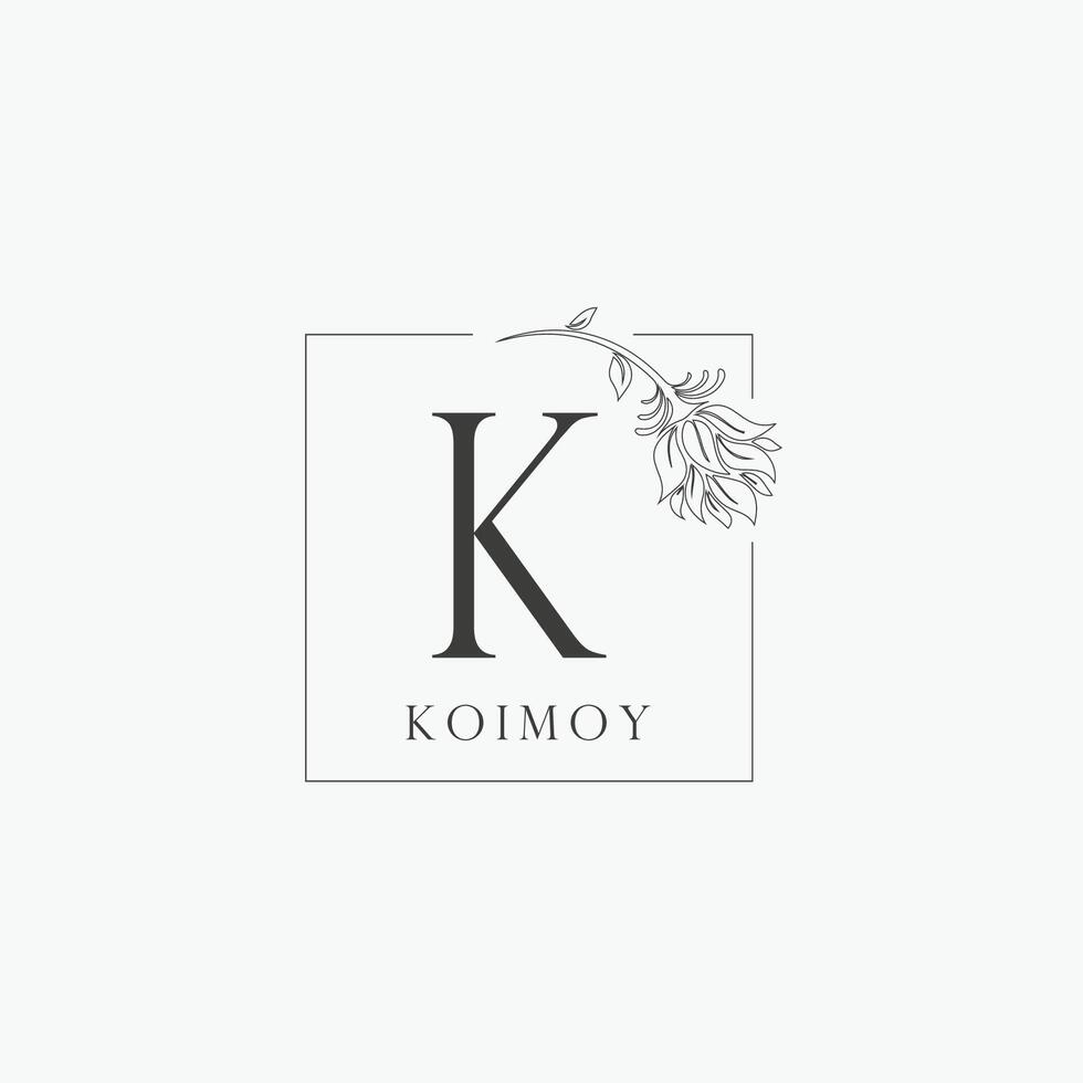 K letter logo with a creative floral concept for company business beauty real estate premium vector