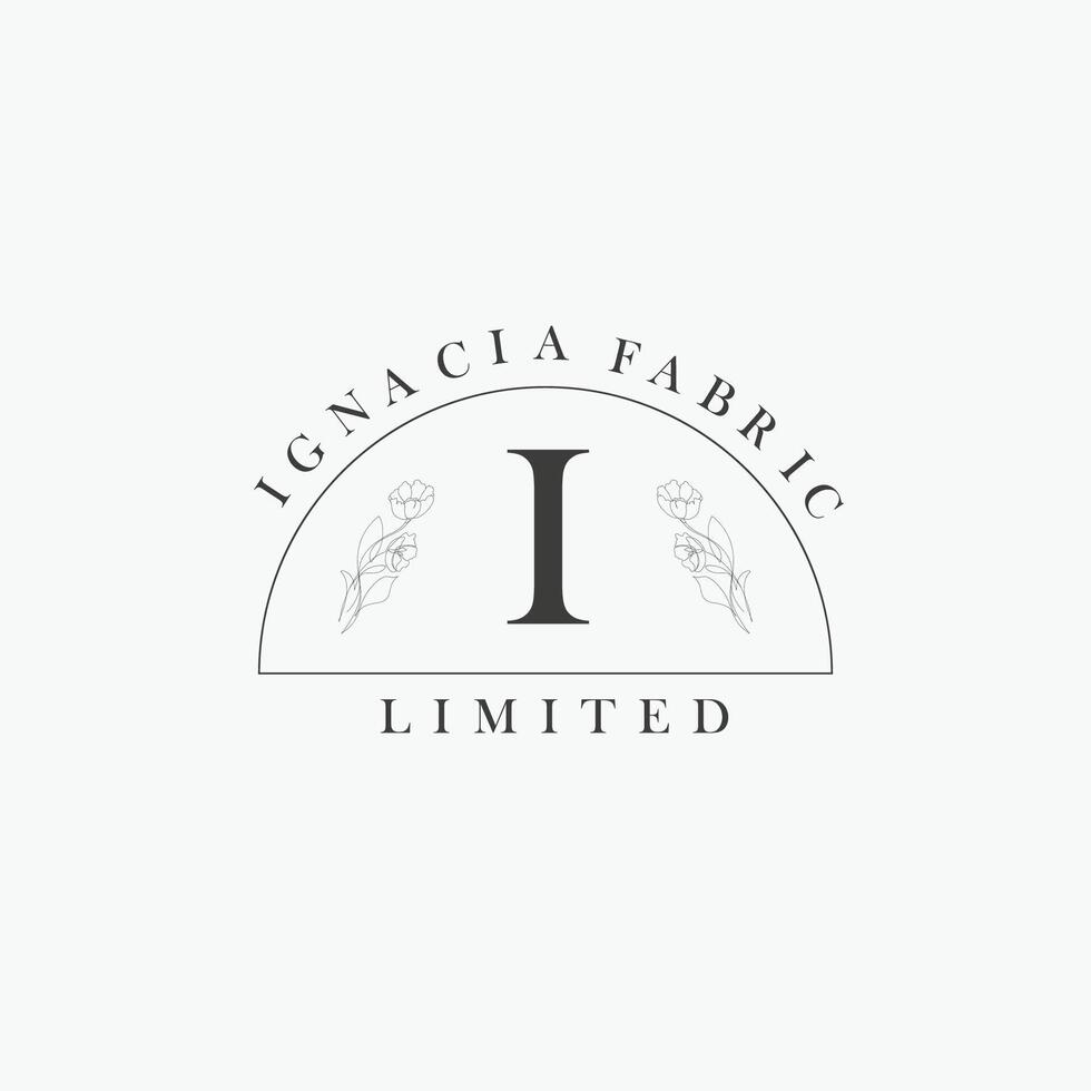 I letter logo with a creative floral concept for company business beauty real estate premium vector