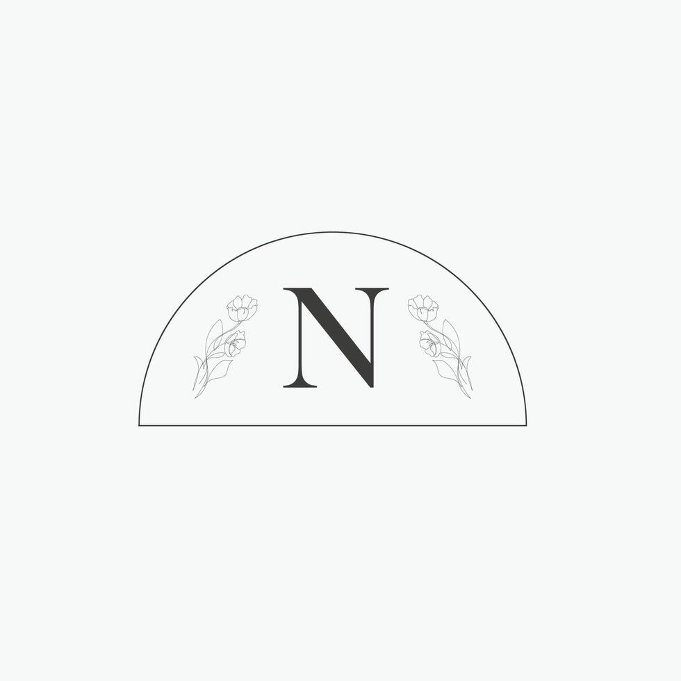 N letter logo with a creative floral concept for company business beauty real estate premium vector