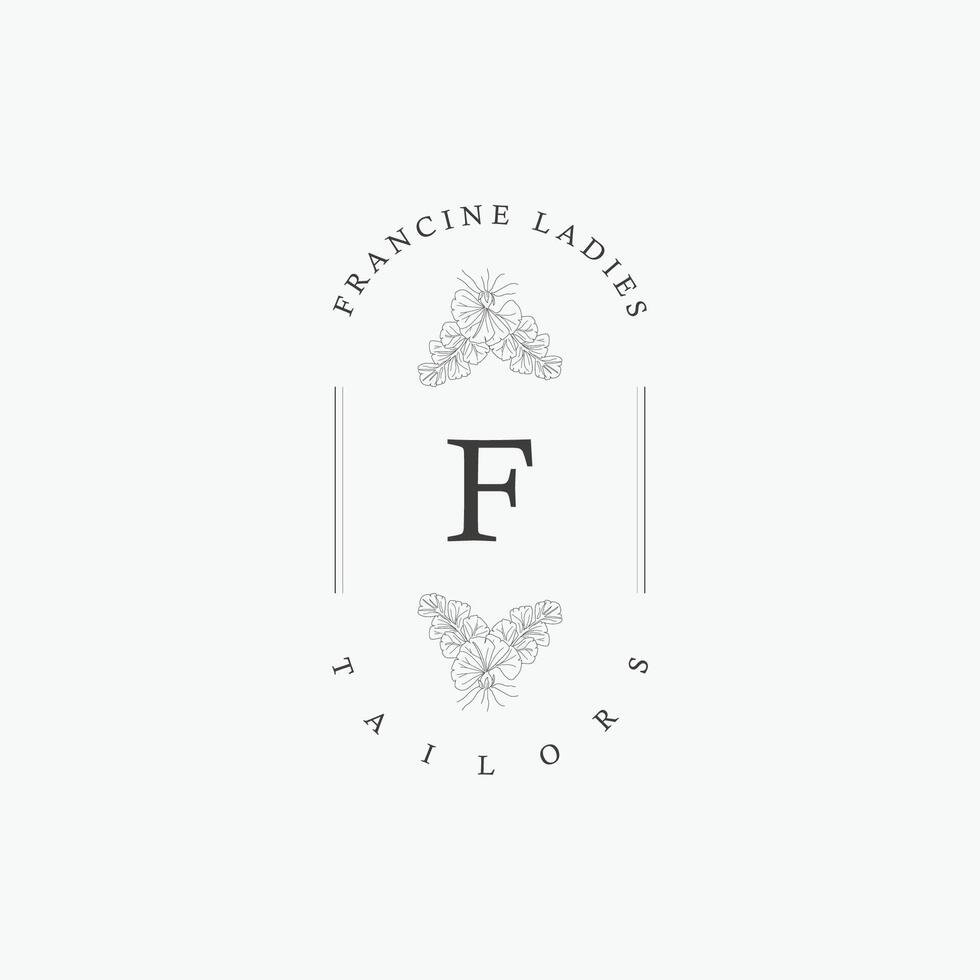 F letter logo with a creative floral concept for company business beauty real estate premium vector