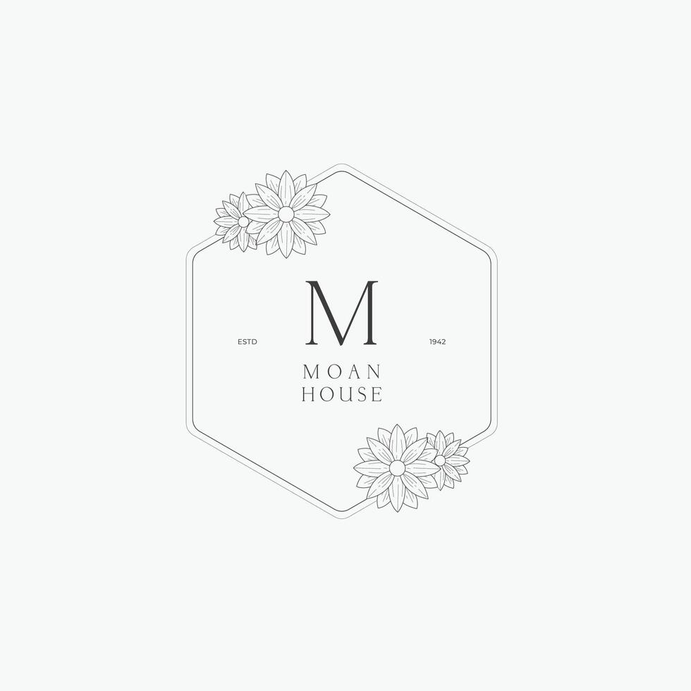 M letter logo with a creative floral concept for company business beauty real estate premium vector
