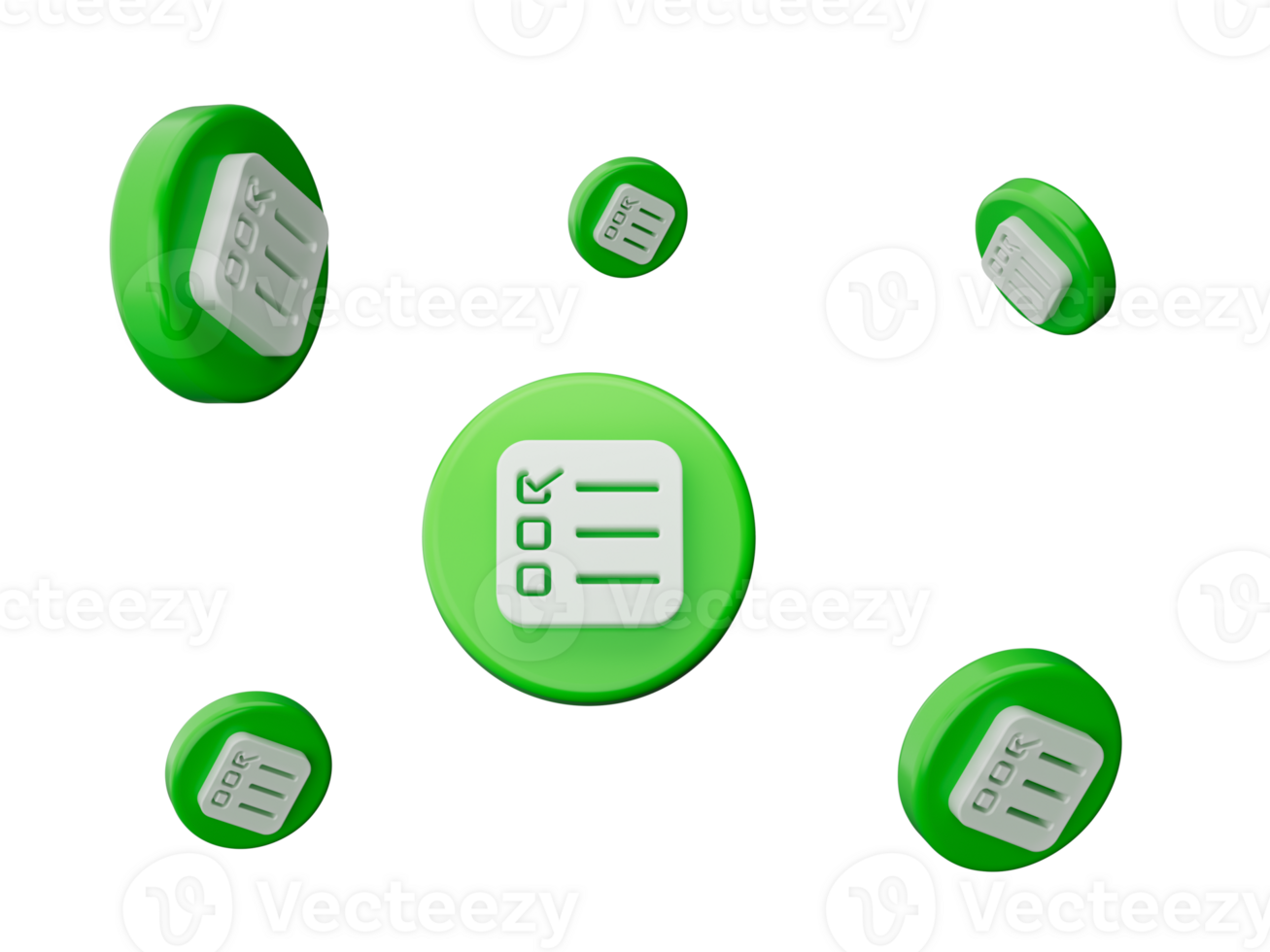 Check List icon, symbol many icons flying in the air 3d illustration png