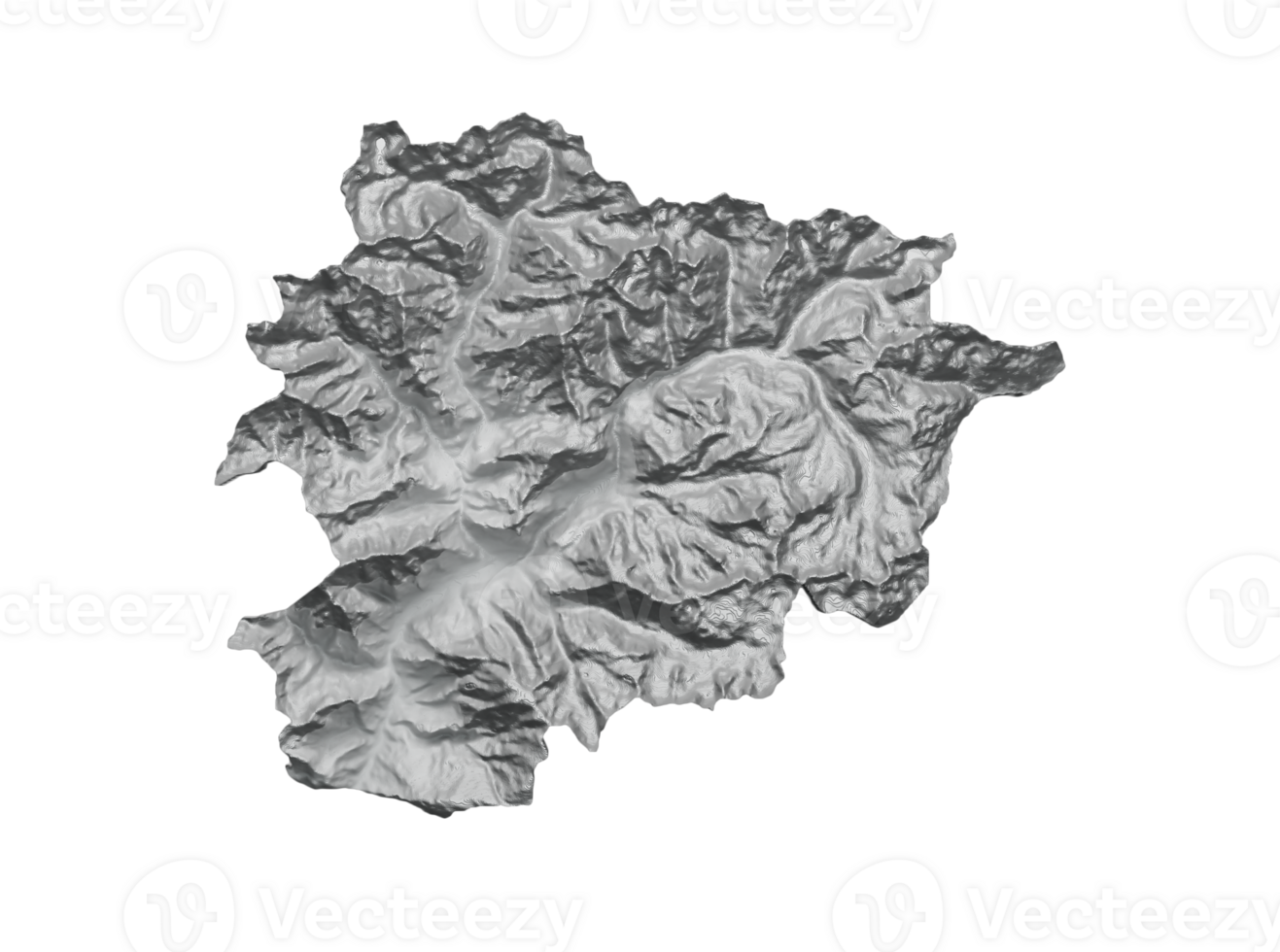 Andorra Map Burma Shaded relief Height map 3d illustration png