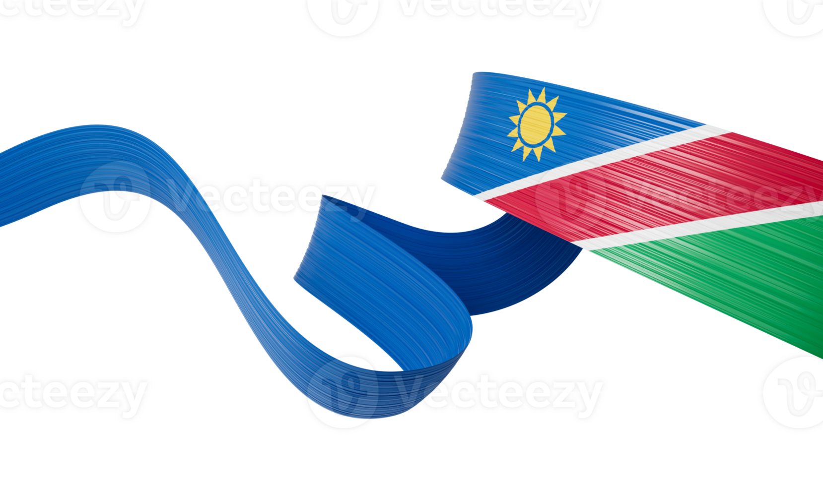 Waving ribbon or banner with flag of Namibia. Template for independence day 3d illustration png