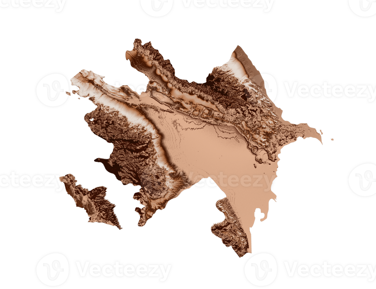 Map of Azerbaijan in old style, brown graphics in a retro style Vintage Style. High detailed 3d illustration png