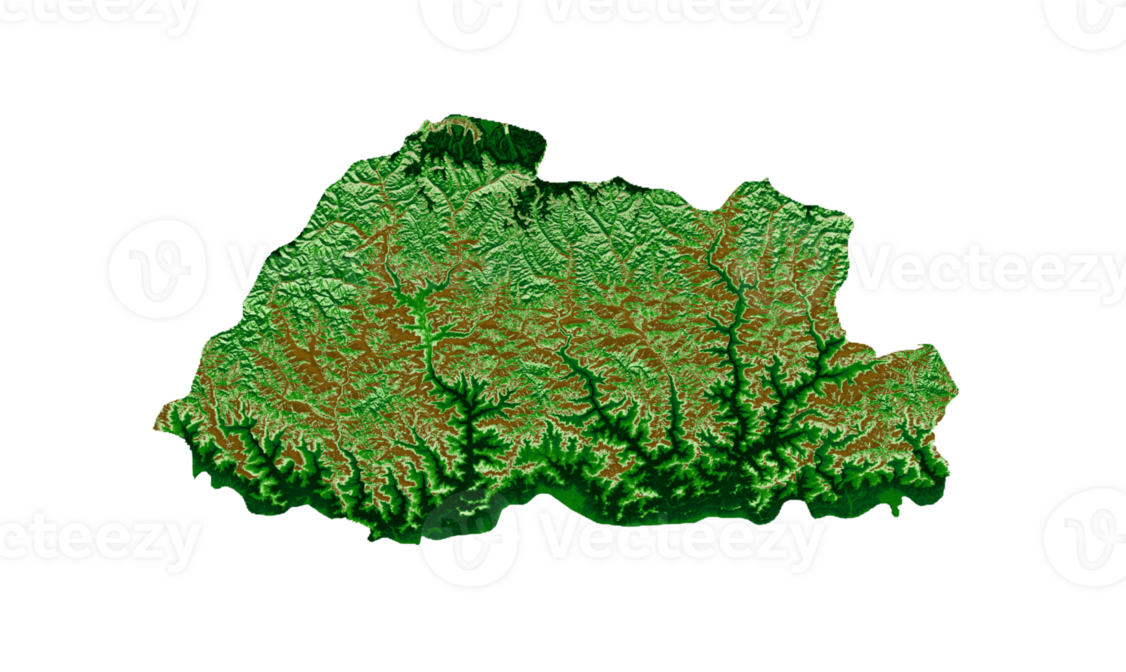 Bhutan Topographic Map 3d realistic map Color 3d illustration png