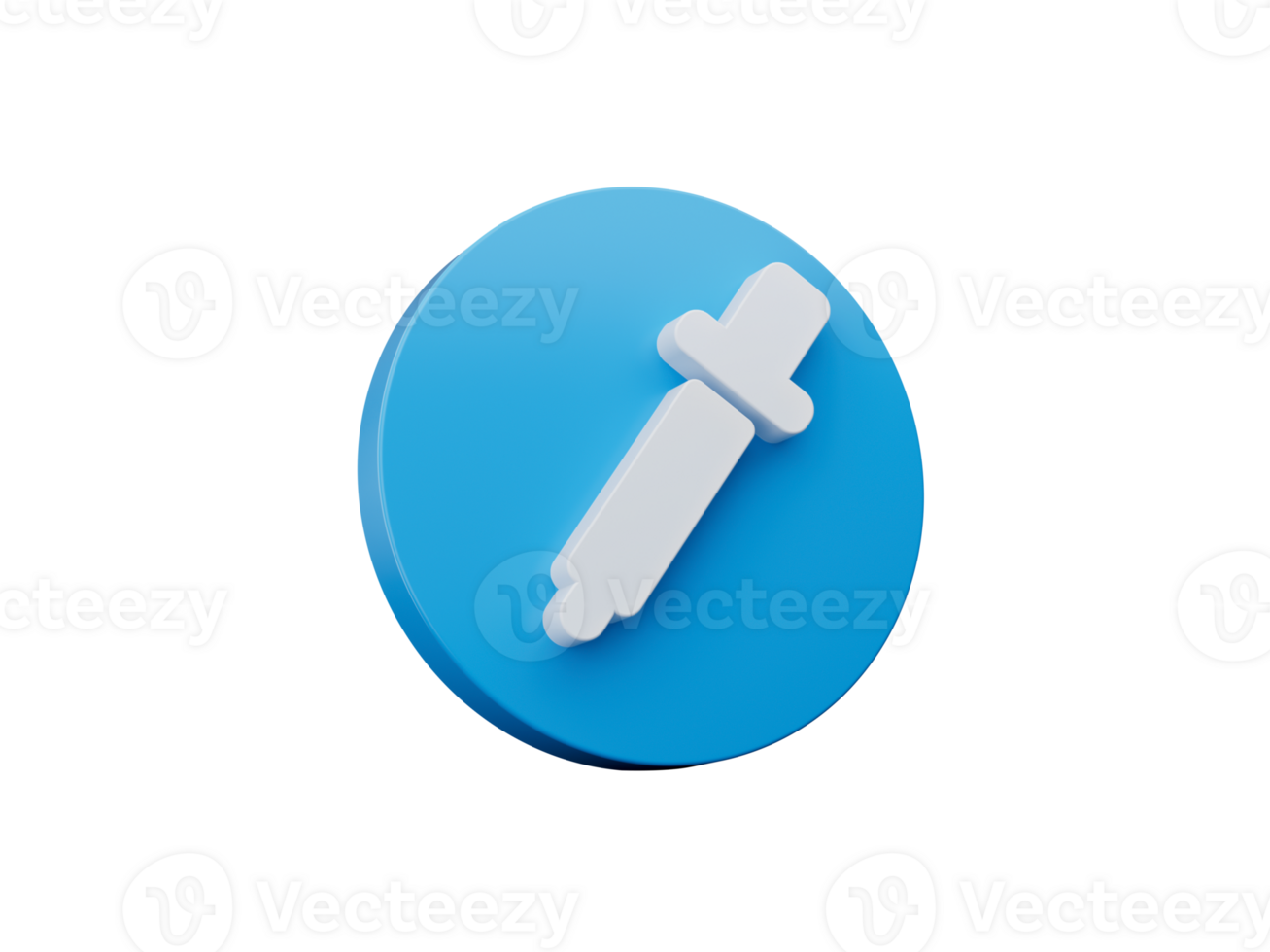 Dropper icon 3d isometric. Blue Round shape Web Design Graphic. Notification Icon 3d illustration png