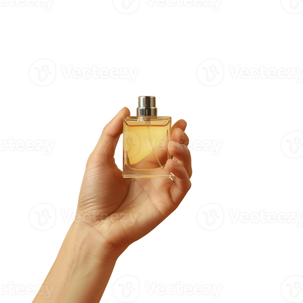 Hand holding Perfume isolated on transparent background png