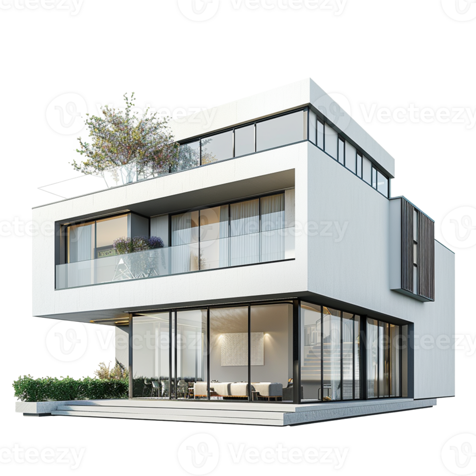 modern house isolated on transparent background png