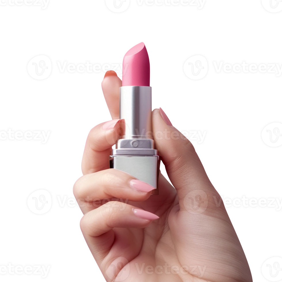 Female Hand holding lipstick tube isolated on transparent background png