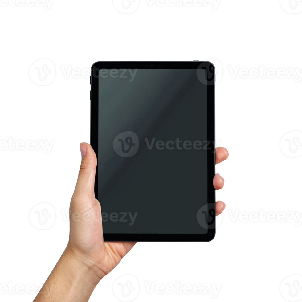 Hand holding ipad tablet isolated on transparent background png
