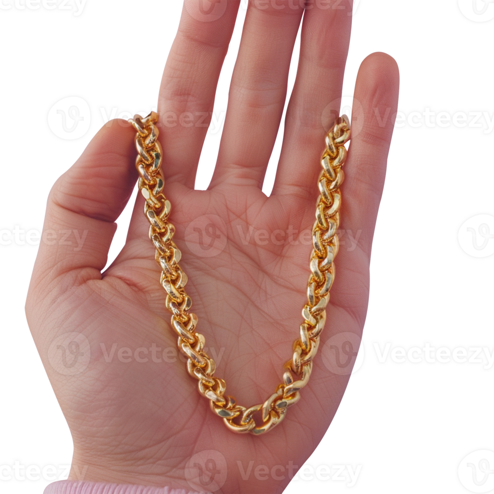 Hand holding chain isolated on transparent background png