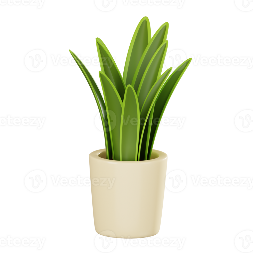 Vibrant Greenery of a Potted Snake Plant for Home Decor. 3D Render png