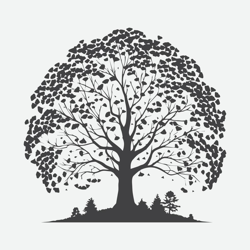 Print Majestic Ginkgo Tree Silhouette, Nature's Timeless Elegance vector