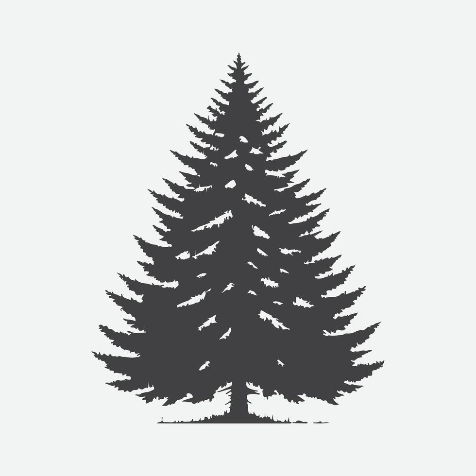 Print Majestic Silhouette of a Spruce Tree Against the Sky vector