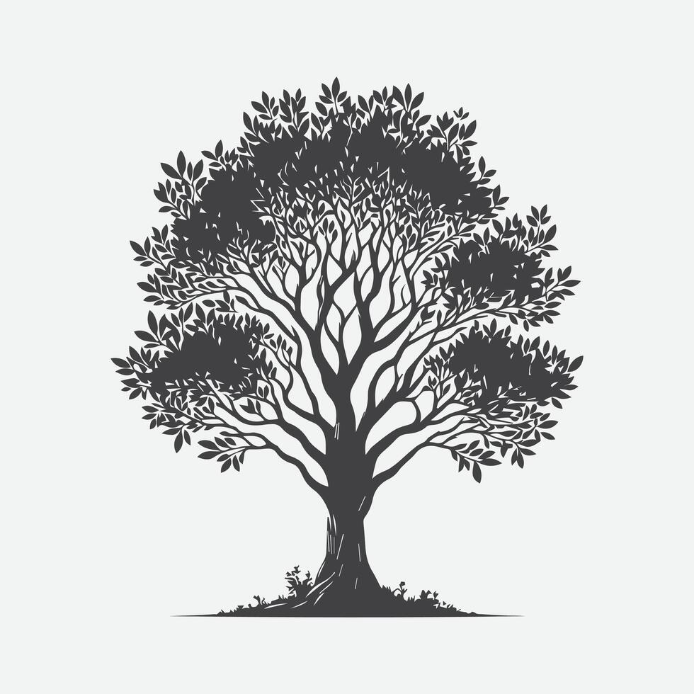 Majestic Myrtle Tree Silhouette, A Timeless Symbol of Elegance and Serenity vector