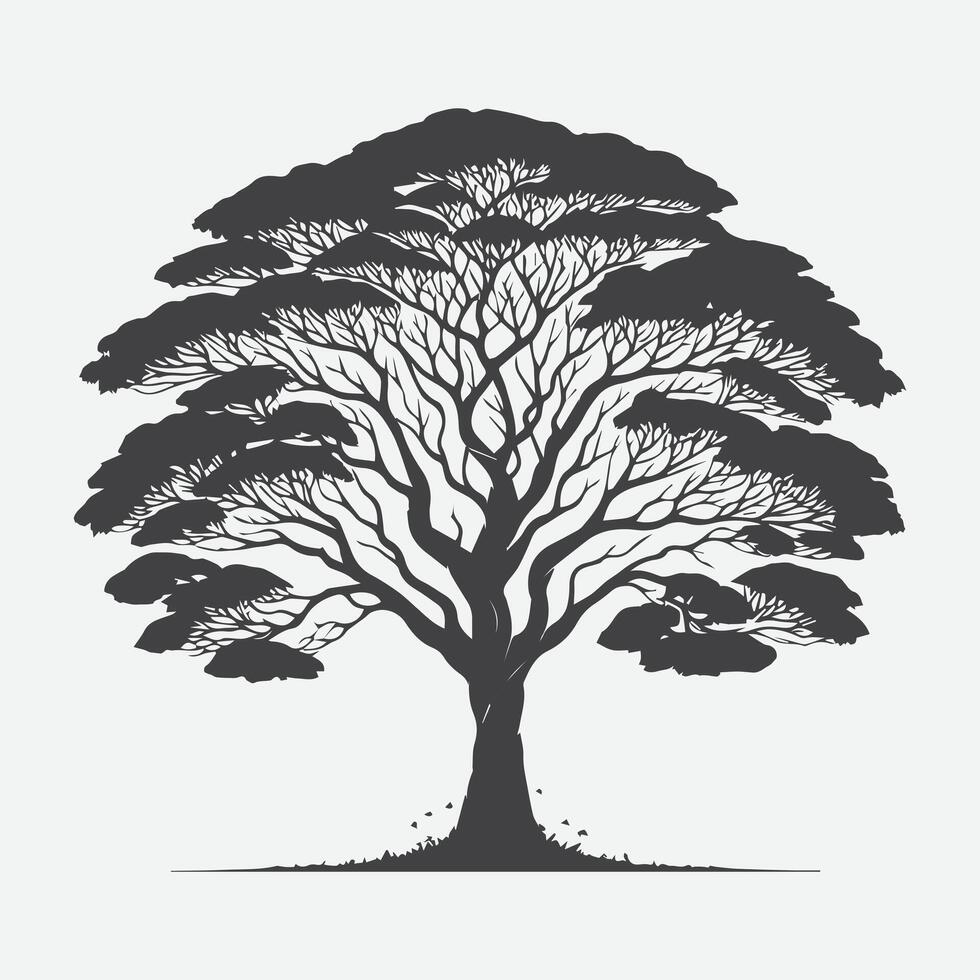 Print Majestic Rosewood Tree Silhouette, Nature's Timeless Elegance vector